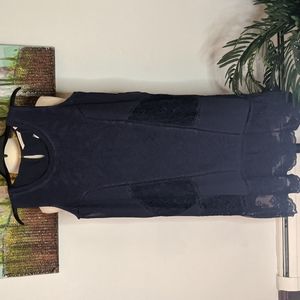 Soft Surroundings Navy Shift Dress Sz PM Sheer w/Full Lining